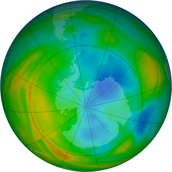 Antarctic ozone map for 16 July 1998